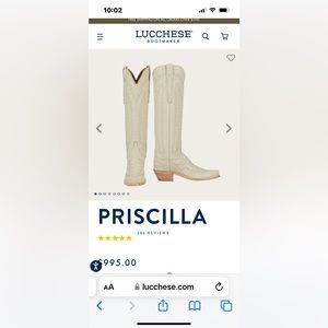 Brand new, Priscilla Glitz Cream Lucchese women’s boots in size 8.5.